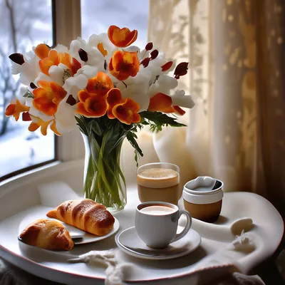 Доброе зимнее утро, с чашечкой кофе…» — создано в Шедевруме