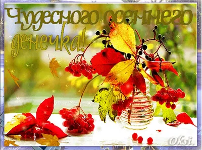 Красивая открытка доброго осеннего дня с букетом