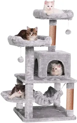 Домик для кошки с когтеточкой, гамаком и лежанкой 139 см (арт. simple-2)
