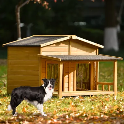Очень большие Домики для собак из массива дерева подходят для двух собак  или 1 крупных пород уличная кровать для собак с поднятым дном и  естественной изоляцией | AliExpress