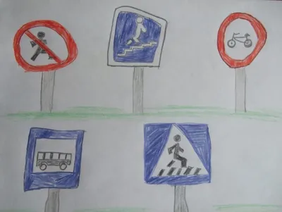 Рисунок Наши друзья светофор и дорожные знаки №282996 - «Правила дорожного  движения глазами детей»