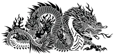 Китайский дракон черно белый рисунок - 69 фото