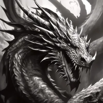 Черно-белые драконы красиво, стильно…» — создано в Шедевруме