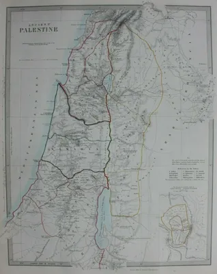 ANCIENT PALESTINE, TRIBES OF ISRAEL, JERUSALEM original antique map, SDUK  c.1858 | eBay