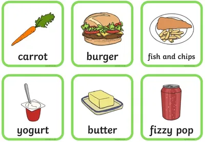 Карточки \"Еда и напитки\" на английском языке - английские карточки для детей
