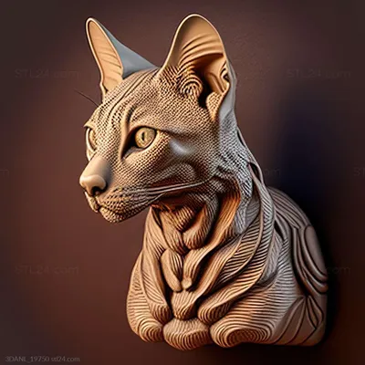 Кошка египетская мау, Природа 3D модель для ЧПУ: STL / MAX (obj)