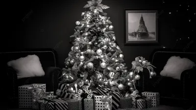 Черно белый рисунок елка - 40 фото