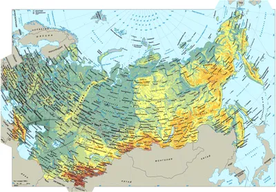 Настенная физическая карта России