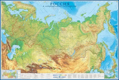 Большая физическая карта России с крупными городами | Все карты России