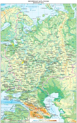 Европейская часть России. Физическая карта - Регионы - Каталог | Каталог  векторных карт