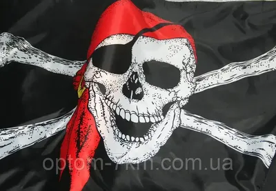 Флаг пиратский черный \"Веселый Роджер\" пират с повязкой, 14*21 см (Набор 10  шт.) - Купить по цене 252.00 руб. | Интернет магазин HAPPY-PIRATE.RU