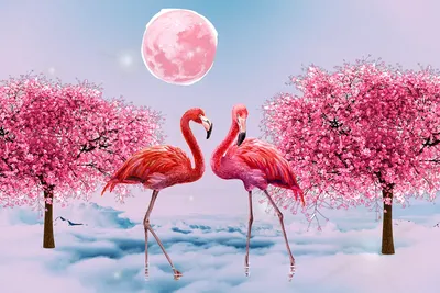 Акварельный рисунок фламинго с розовым телом и красными перьями. | Премиум  Фото
