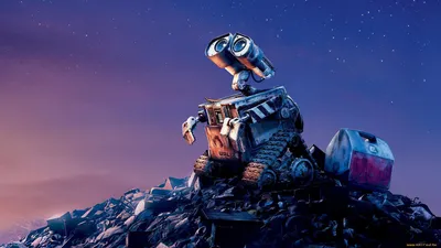 Обои Мультфильмы Wall-E, обои для рабочего стола, фотографии мультфильмы,  wall-e, гора, мусор, свалка, звезды, небо, мечта, робот Обои для рабочего  стола, скачать обои картинки заставки на рабочий стол.