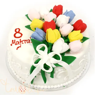 Торт на 8 марта с цветами (46) - купить на заказ с фото в Москве