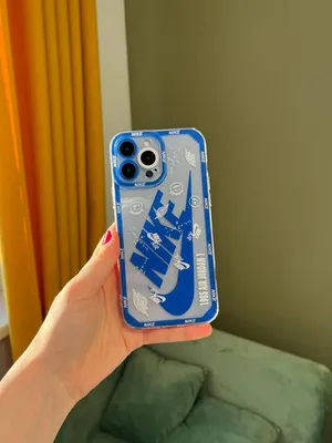 Чехол для iPhone 14 Nike с защитой камеры Прозрачно-синий | Pikasso
