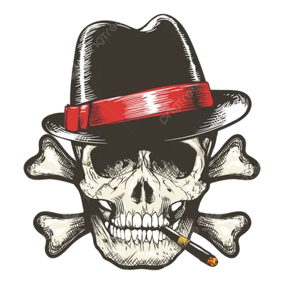 Татуировка черепа в гангстерской шляпе с курением сигары PNG , сигару,  смерть, Хипстер PNG картинки и пнг рисунок для бесплатной загрузки