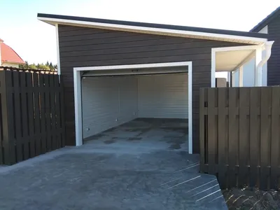 Гараж 4 х 6,5 м, односкатный, ДПК - Шведский металлический гараж на даче –  за неделю!