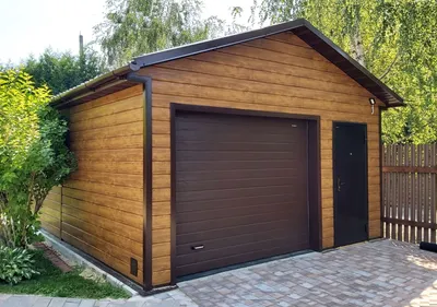 Гараж 4,6 х 6,8 м, металлосайдинг Экобрус - Шведский металлический гараж на  даче – за неделю!