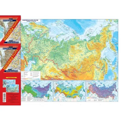 Карта России. Политическая. Физическая (мал) — купить книги на русском  языке в DomKnigi в Европе