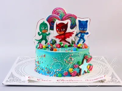 Картинка для торта Герои в масках \"PJ Masks\" - PT101660 печать на сахарной  пищевой бумаге