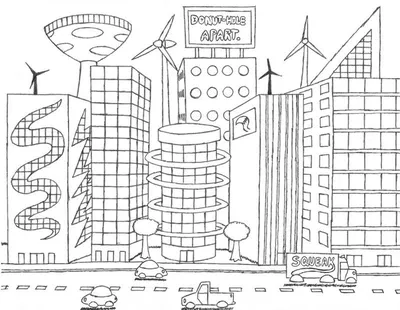 Рисунки раскраски город будущего (38 фото) » Рисунки для срисовки и не  только
