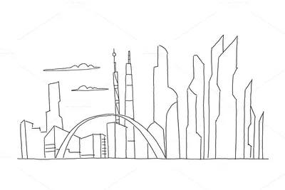 Город будущего рисунок карандашом - 58 фото