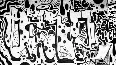 черно-белые граффити банки обои картины - TenStickers