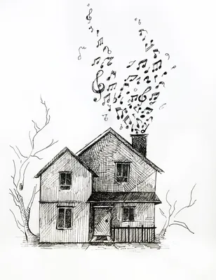 Иллюстрация дом в графике в стиле графика, скетчи | Illustrators.ru