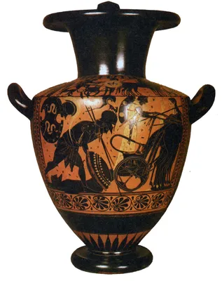 Чернофигурные греческие вазы, герой древней Греции Геракл в скульптуре, и  на вазах.