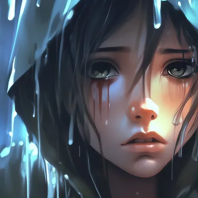 Грустная аниме девочка со слезами …» — создано в Шедевруме