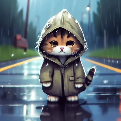 Милая грустная кошка с капюшоном на…» — создано в Шедевруме