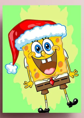 Картина по номерам / ПОППИ / \" Спанч Боб в новогодней шапке / Новый год / Губка  Боб Квадратные Штаны \" холсты на подрамнике 40 на 50 - купить с доставкой  по выгодным ценам в интернет-магазине OZON (812460137)
