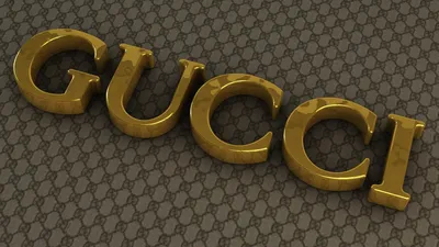 Бренд Gucci объёмные золотые буквы - обои на рабочий стол