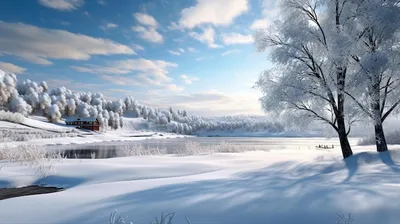 Зимний пейзаж hd 8k обои стоковая фотография | Премиум Фото
