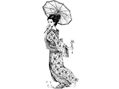 Черно белые рисунки в японском стиле - 47 фото