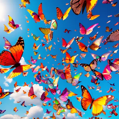 Бабочки разноцветные А4