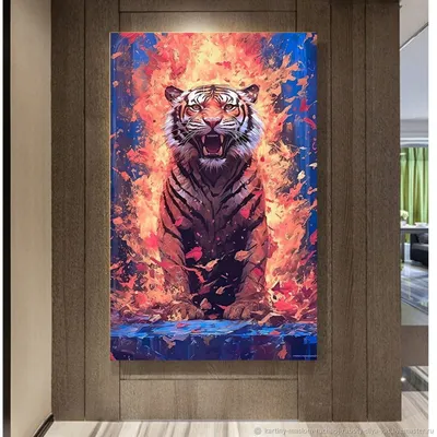 Bestkartina Животные Яркая картина с дикими животными 70х50 \"Красивая  тигрица\"
