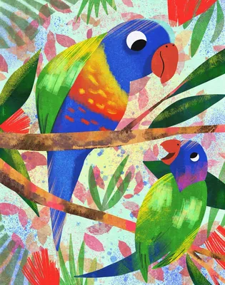 тропические птицы яркие попугаи розла на изолированном белом фоне акварелью  Иллюстрация штока - иллюстрации насчитывающей экзотическо, художничества:  215842078