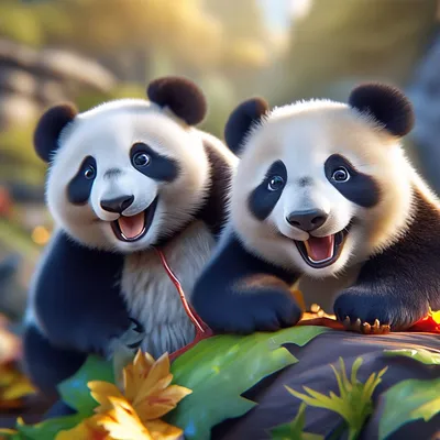 Панда вместе,улыбка, 4k, professional…» — создано в Шедевруме