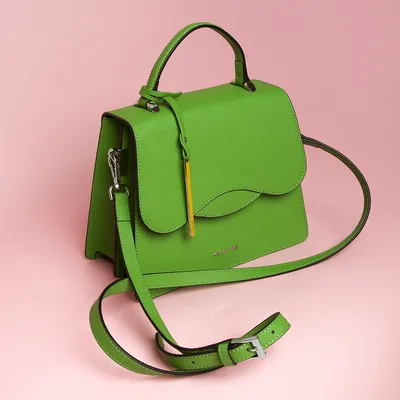 Яркая кожаная сумка-трапеция Perla – Италия, зеленого цвета, натуральная  кожа. Купить в интернет-магазине в Москве. Цена 9480 руб.