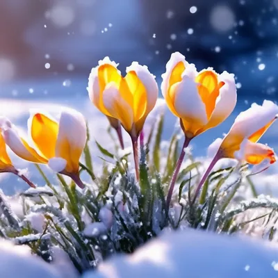 Цветы под снегом. Яркие красивые …» — создано в Шедевруме