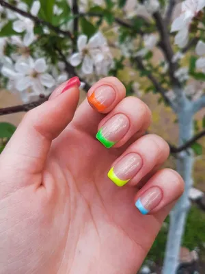 Яркий френч | Дизайнерские ногти, Ногти, Разноцветные ногти