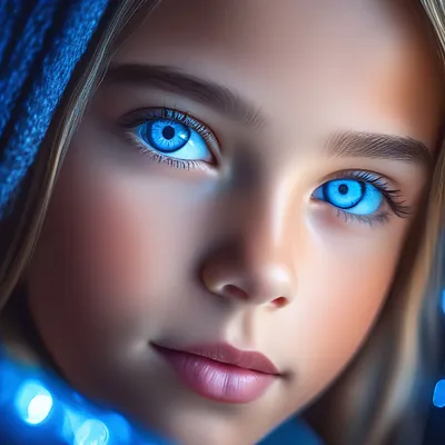 Лицо прекрасной девушки, глаза ярко …» — создано в Шедевруме