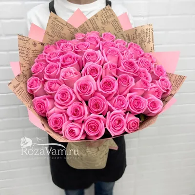 Букет из 51 ярко-розовой розы - Арт. 6145