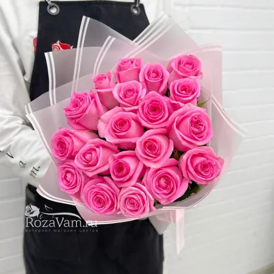 Букет \"25 ярко-розовых роз\", доставка цветов по городу в течение 1 часа -  ЦветкоFF Тюмень