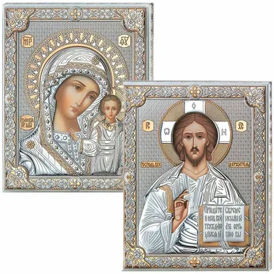Венчальная пара икон Иисус и Казанская Богородица, иконы на свадьбу купить