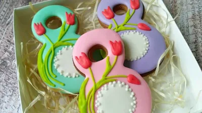 Имбирное печенье к 8 Марта. How to decorate cookies for Women's Day -  YouTube