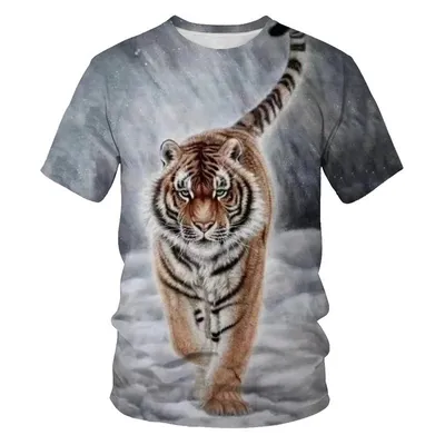 Интересные футболки с рисунком тигра, Мужская летняя модная футболка с  животным принтом, трендовая индивидуальная крутая блузка, футболки с  короткими рукавами – лучшие товары в онлайн-магазине Джум Гик