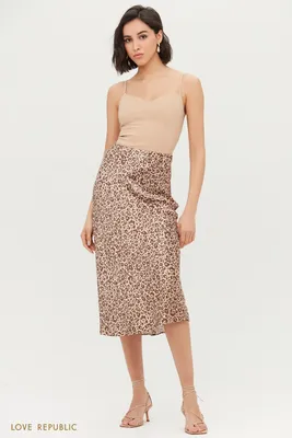 Двухслойная юбка из вискозного шелка с леопардовым принтом в магазине  «closs» на Ламбада-маркете
