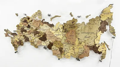 Карта России из дуба.